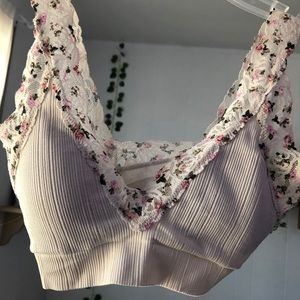 white floral bralette from victoria’s secret pink